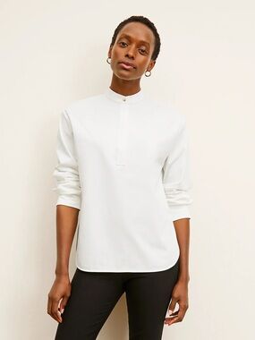 M.M. LaFleur || The Tonya Top Popover Knit Poplin White XL NWT